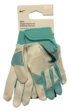 Nike Hyperdiamond Softball Batting Gloves Aqua White Youth Large YL L NEW NWT 