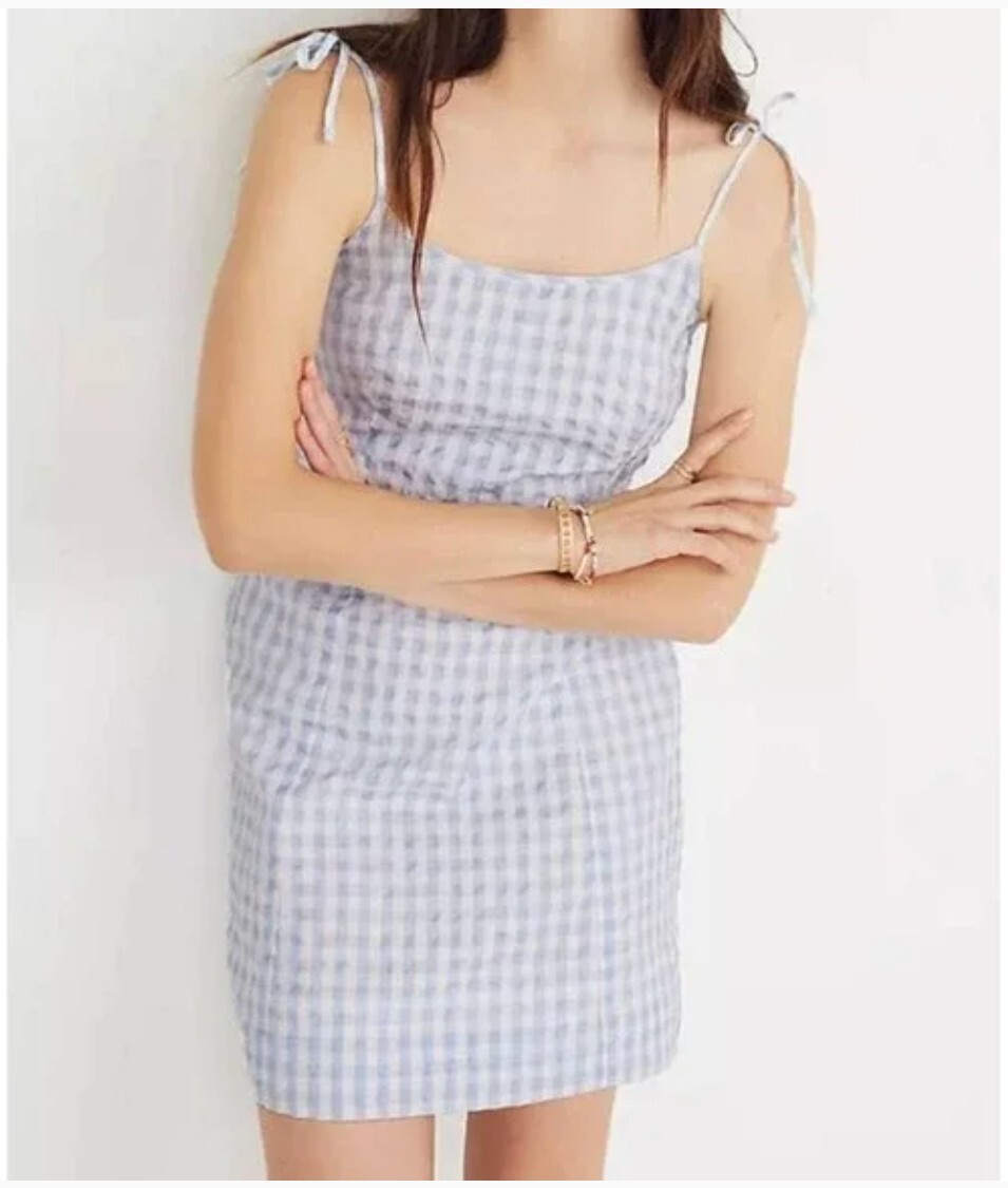 blue gingham mini dress Blue Plaid Square Neck Slip Mini Dress & Reviews - Blue - Dresses main image 0