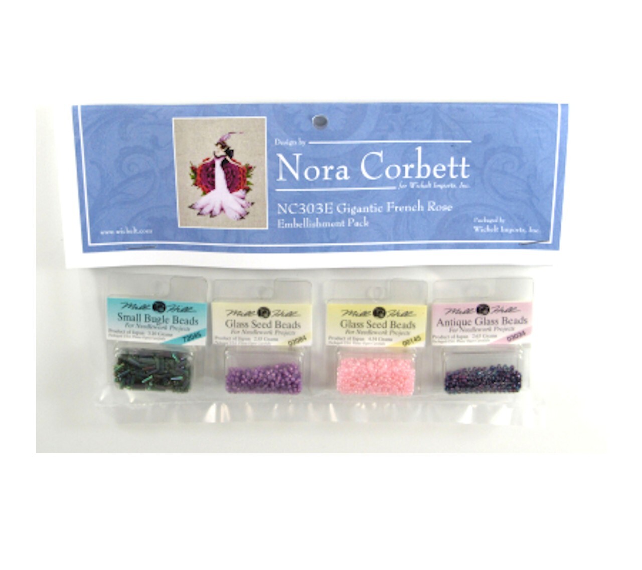 Nora Corbett Mirabilia Cross Stitch PATTERN & EMB PK Giganic French Rose NC303