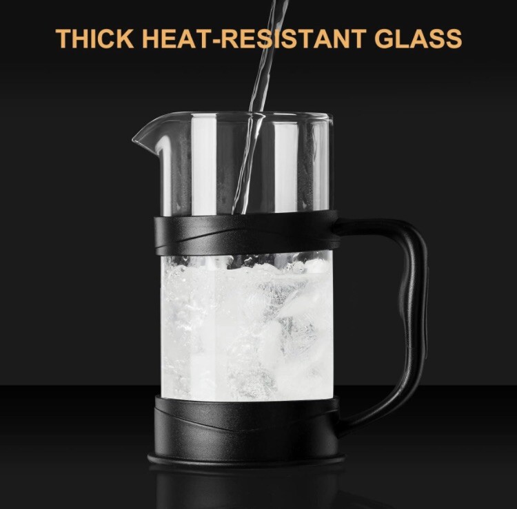 French Press Coffee Maker 12 oz Glass Stainless Steel Single Cup Coffee Maker