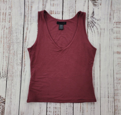 Alloy Apparel Tall Clara Sleeveless Crop Top V Neck Dark Red Women's M