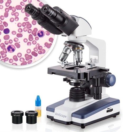AmScope B120C 40x-2500x LED Lab Binocular Compound Microscope Brand New In Box