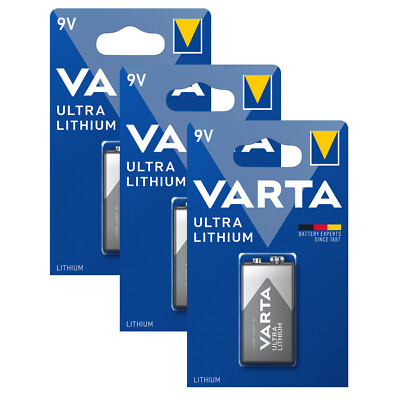 3x Varta Ultra Lithium  9V E-Block E Block 6FR61 Transistor 6122 1er Blister