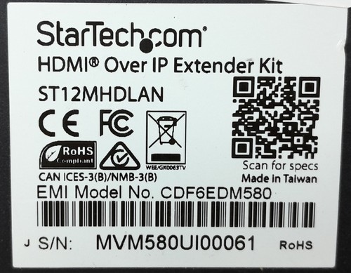 Startech.com ST12MHDLAN CDF6EDM580 HDMI Over IP Extender Kit - Picture 3 of 5