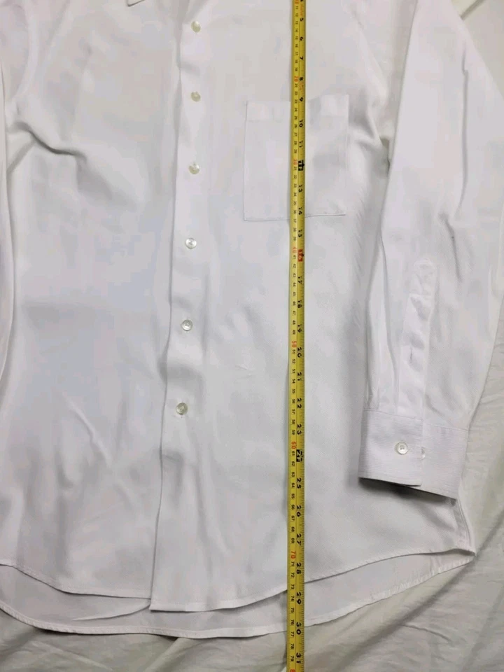 BCBG ATTITUDE Dress Shirt Men's Medium White Button Front Cotton 15 1/2 32/33 - Image 3 of 4