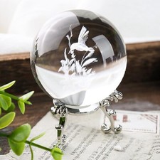 3D Crystal Ball, 2.4inch 3D Laser Crystal Ball Hummingbird Glass Sphere for gift