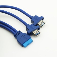 USB 3.0 20 Pin Female to Dual USB 3.0 A Female Panel Mount Y Splitter Cable 80CM
