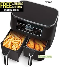 Ninja DZ100 Foodi 4-in-1 2-Basket Air Fryer DualZone Technology, 8-Quart