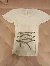 Socialite Shirt Womens Small Laced Back Cap Sleeve Cotton Spandex USA Made