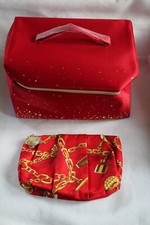 Estee Lauder Red with Gold Stars Cosmetic Makeup Bag Train Case 2022 New