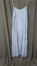 Anrabess Blue Sleeveless Maxi Dress Woman's Small Loose Beachy 
