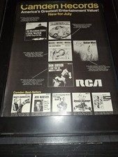 RCA Camden Records Rare Original 1969 Retail Promo Poster Ad Framed!
