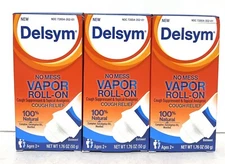 (Pack of 3) Delsym No Mess Vapor Roll-On Cough Relief 1.76 OZ EA - EXP 05/2025