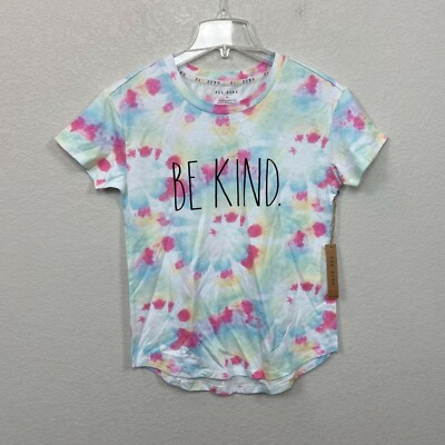 Rae Dunn Be Kind Tie Dye Short Sleeve Tee T-Shirt Womens XS NEW