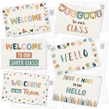 60 Pcs Welcome Postcards 4 x 6 Inch Welcome to Our Class Hello Postcards Holo...