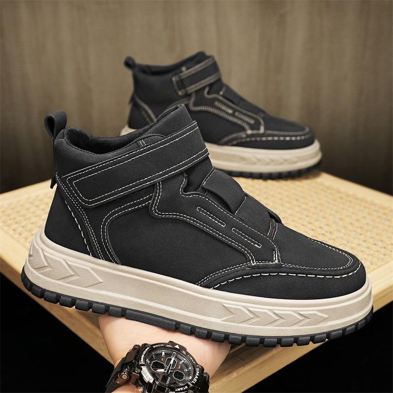 Men's Fashion Youth Pump High Top Solid Color Casual Thick Sole High Top Shoes