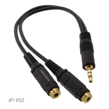 1ft Slim 3.5mm 4-Pole TRRS Male to 2 3.5mm 4-Pole TRRS Female Y- Splitter Cable