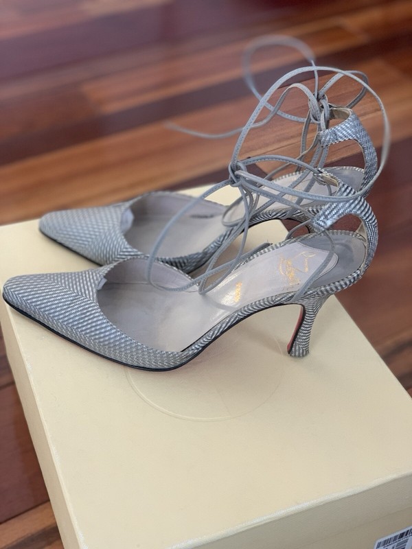 Christian Louboutin Grey Ankle Strap Sandals 39