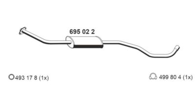 ERNST 695022 Mittelschalldämpfer passend für NISSAN