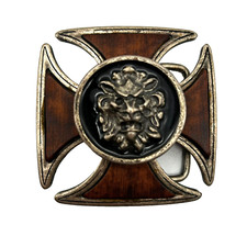 Vintage Brown Cross With Lion Head Men's Belt Buckle