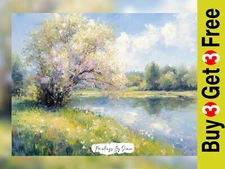 Serene Spring, Impasto Painting Print 5"x7" on Matte Paper