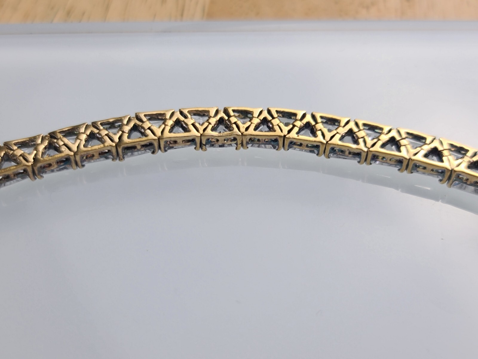 Sterling 925 Solid Silver Iced AAA Trident Tennis… - image 5