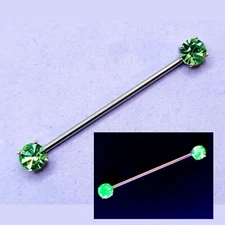 Uranium Glass Industrial Piercing 14g 1.5" 38mm Stainless Steel