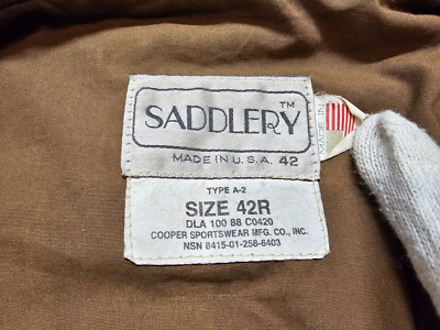 VINTAGE COOPER SADDLERY USAAF TYPE A-2 FLIGHT LEATHER JACKET SZ