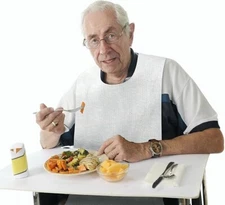 100-Pack Disposable Adult Bibs - Eating Bib for Senior Citizens - Slip-on