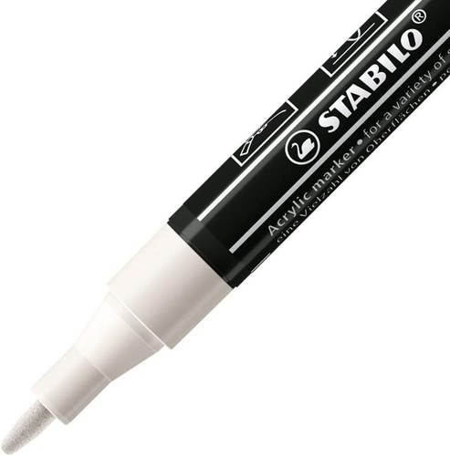 Acrylmarker - STABILO FREE Acrylic - T100 Rundspitze 1-2mm - 5er Pack - weiß - Bild 6 von 6
