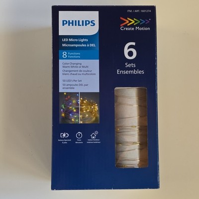 Philips LED Micro Lights Color Changing Timer 8 Functions 6 Sets 50 LEDs Each