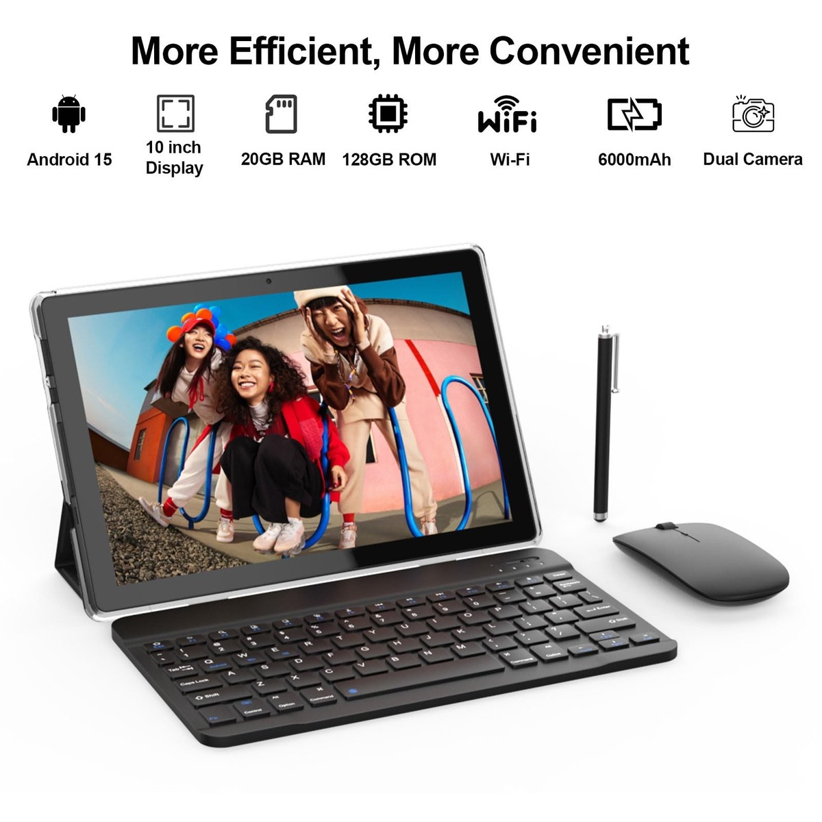 Tablet 10.1Inch Android 15.0, RAM 20GB(4+16Expand)+ROM 128GB