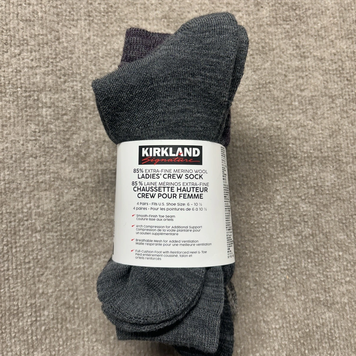 Calze Lana Calzini Girocollo Kirkland Per Donna - 4 Paia In Lana Merino Extra Fine - Taglia 6-10.5 Calzini Misto Lana Taglia 6-10 Calze Lana Calzini Girocollo Kirkland Per Donna - 4 Paia In Lana Merino Extra Fine - Taglia 6-10.5 Calzini Misto Lana Taglia 6-10