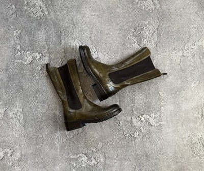 La Bottega Di Lisa 37size Leather Green Chelsea Boots Ankle Shoes 