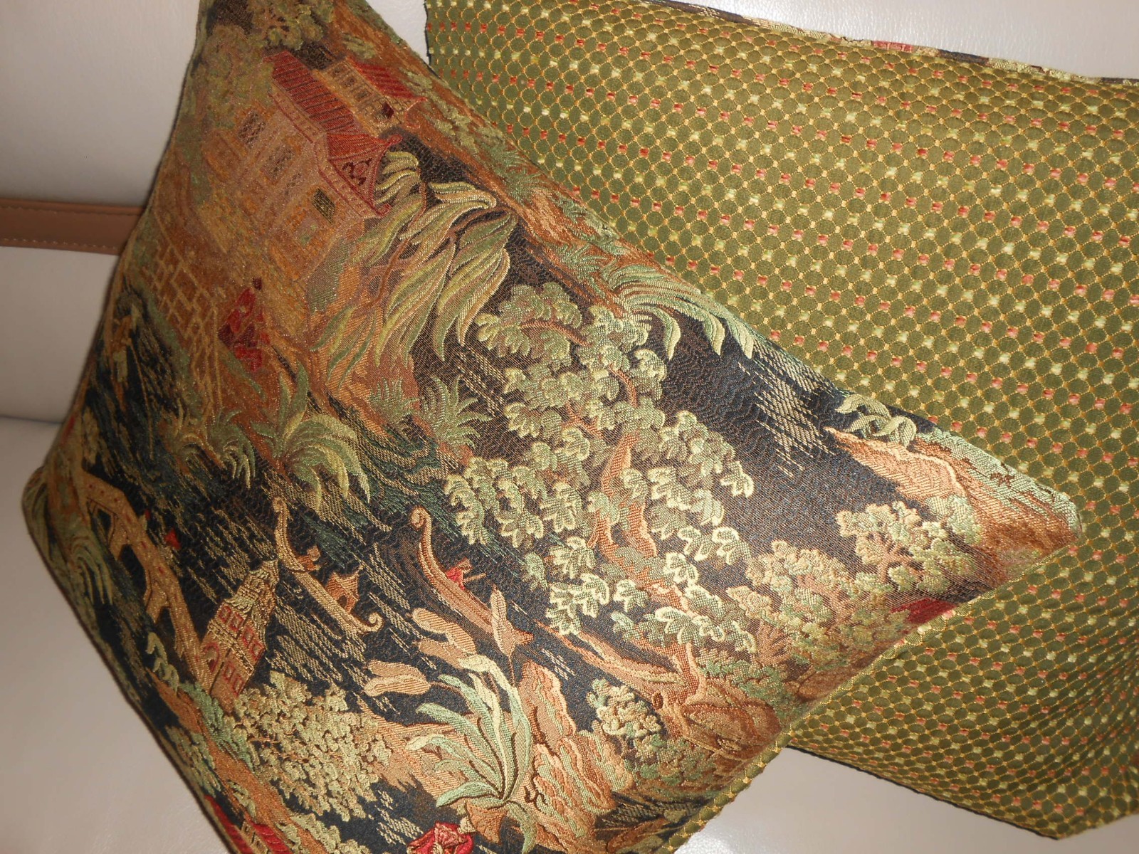 Kravet fabric pillows HYKIRA in SIENNA BROWN Chinoiserie design custom new PAIR