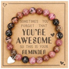 Inspirational Gifts for Women Natural Stone Heart Butterfly Bracelet for women U