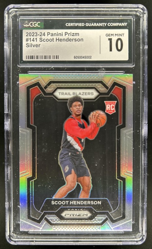 2023-24 Panini Prizm Scoot Henderson RC Prizm Silver #141 Trail Blazers CGC 10