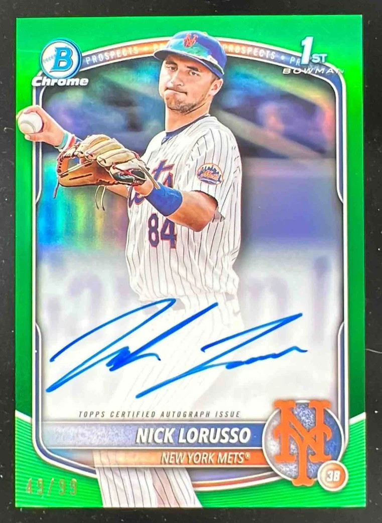 2025 Bowman Chrome Autograph Green Refractor #CPA-NL Nick Lorusso RC Auto /99