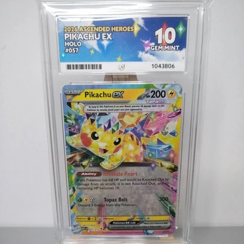 Pikachu ex - 057/217- Ascended Heroes - ACE 10 GEM MINT | Trusted Seller 🔥
