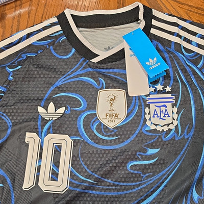 adidas Argentina Messi #10 Jersey Men's 3XL Black/Blue FIFA 22 Patch