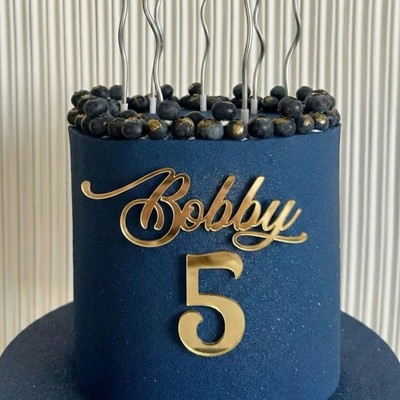 Personalisierter Tortenanhänger mit Namen Zahl Acryl 3 mm edel Topper Deko
