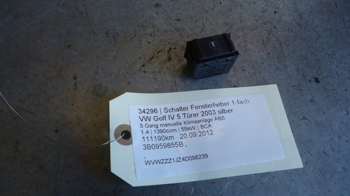 VW Golf IV 4 Schalter Fensterheber 1-fach 3B0959855B  34296