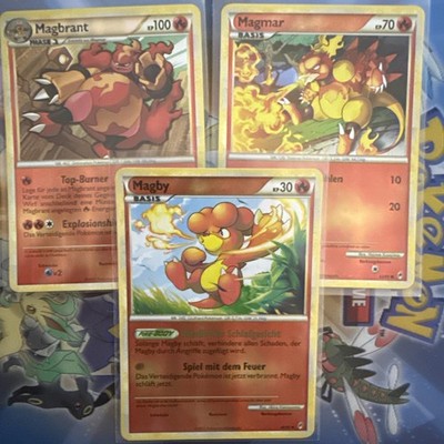 Pokémon Magbrant/Magmar/Magby - Ruf Der Legenden - Reverse Holo Deutsch Neu