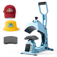 VEVOR Hat Heat Press Machine with 2 Interchangeable Platens for Caps Light Blue