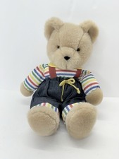 Vintage Eden Teddy Bear Plush Primary Colors Striped Shirt 14" Stuffed Animal