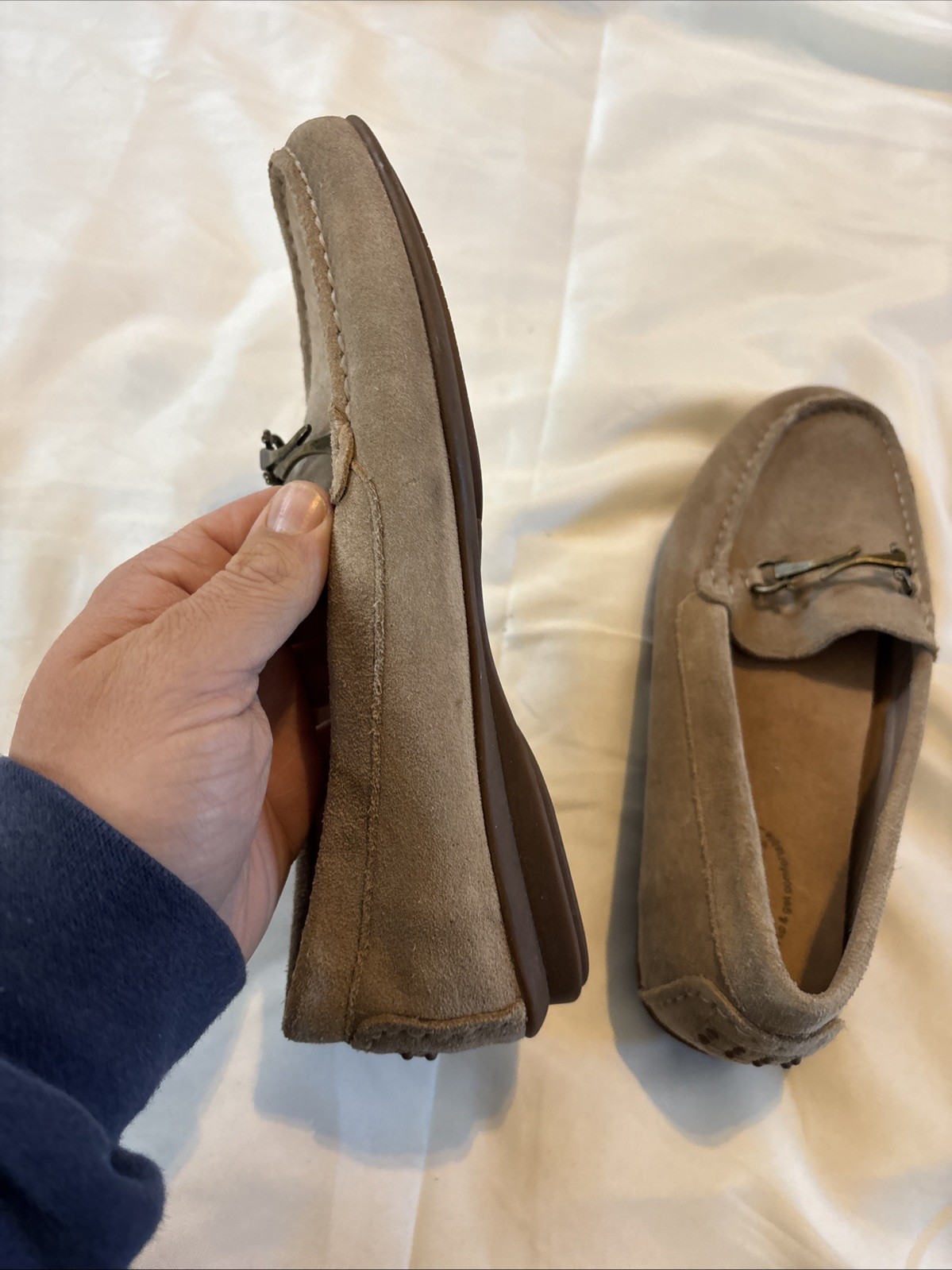 TAOS Bit Moc WOMENS 7.5 Suede Driving Moccasin Shoes Mushroom Brown