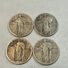 Lot of (4) U.S. Silver Standing Liberty Quarters  2 1929, 1926, No date