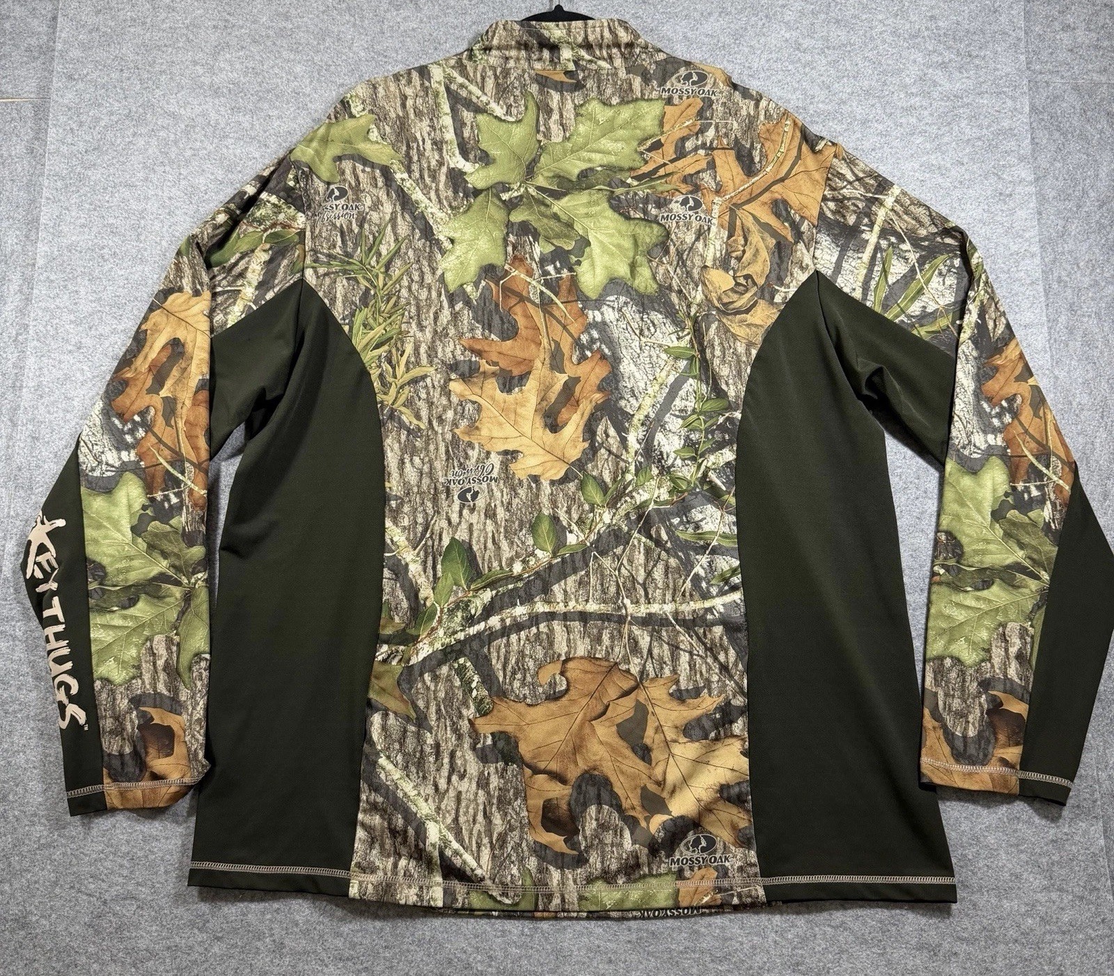 Mossy Oak Turkey Thugs 1/4 Zip Mens L Camo Hunting Lightweight Pullover Cooling thumbnail 2