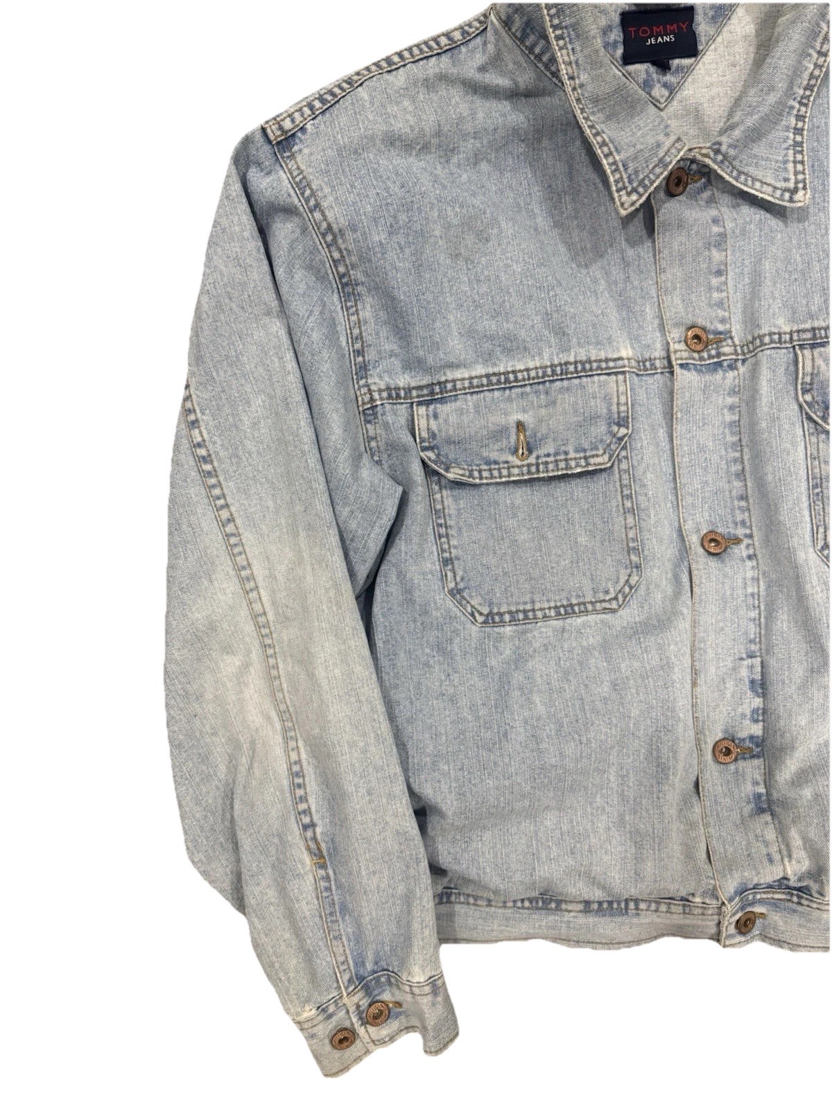 Tommy Jeans Mens Light-Wash Denim Jacket Size XL thumbnail 2