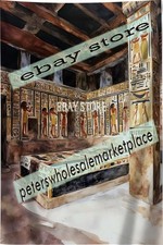 Tomb Interior Tapestry Ancient Painted Room Egyptian tomb painting 39X59 in